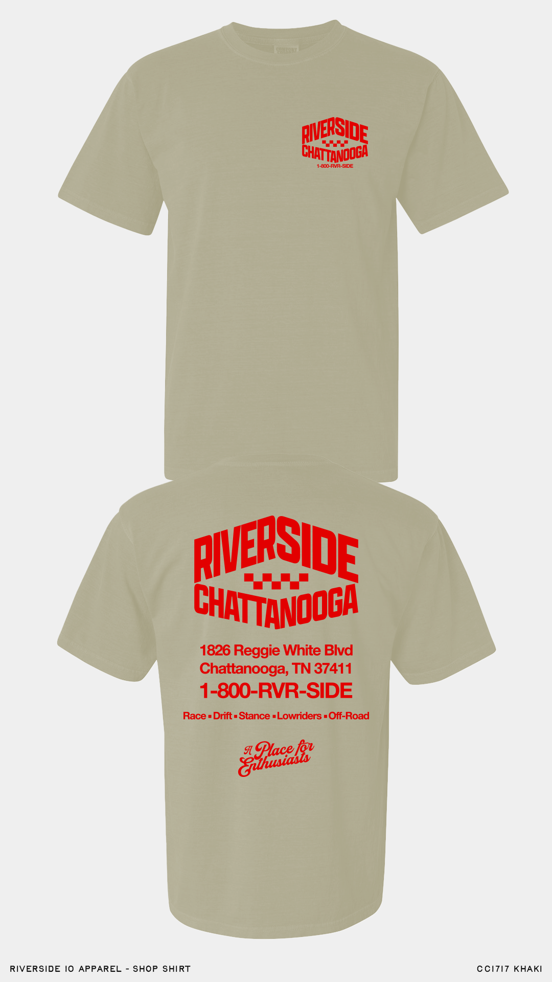 Red on Khaki Shop Tee